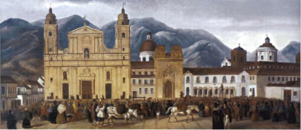 Plaza_Bolívar_and_cathedral_Bogotá_1840_José_Santos_Figueroa