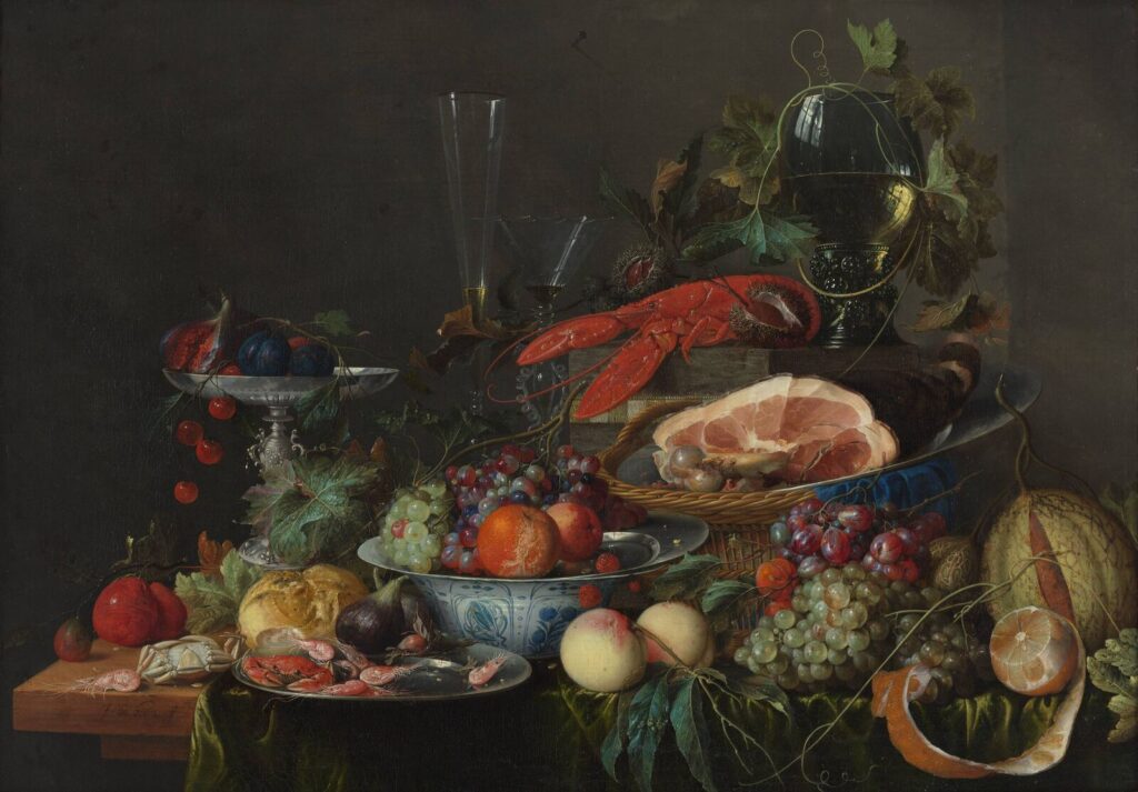 Jan_Davidsz_de_Heem_ Still life with ham lobster and fruit